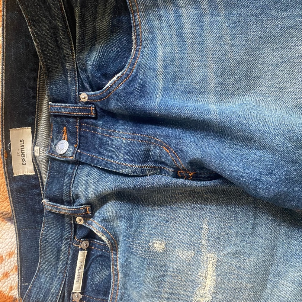 Essentials Blue Jeans with Distressed Details